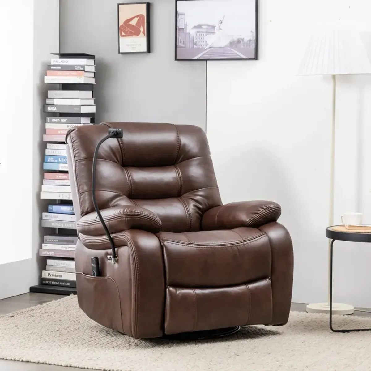 Colton Swivel Power Recliner - Brown