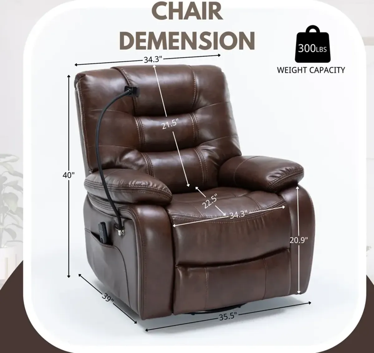 Colton Swivel Power Recliner - Brown