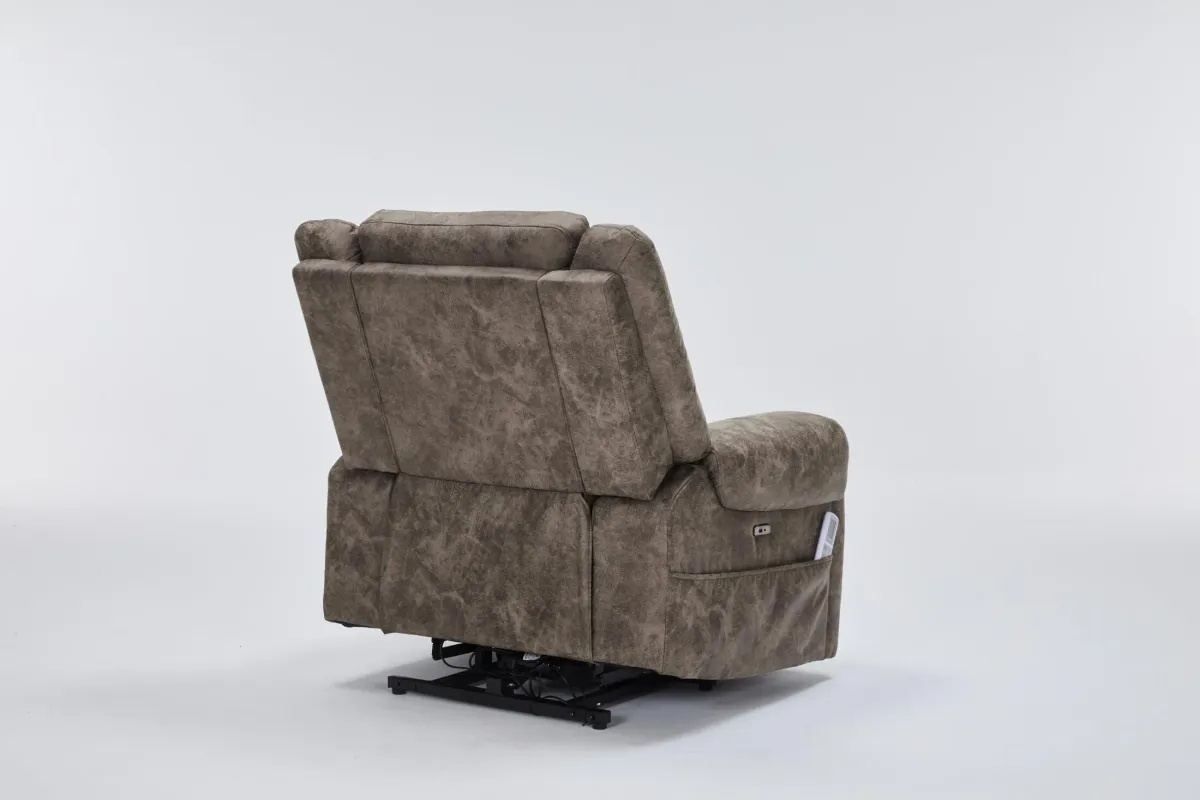 Elden Power Lift Heated Massage Recliner - Brown