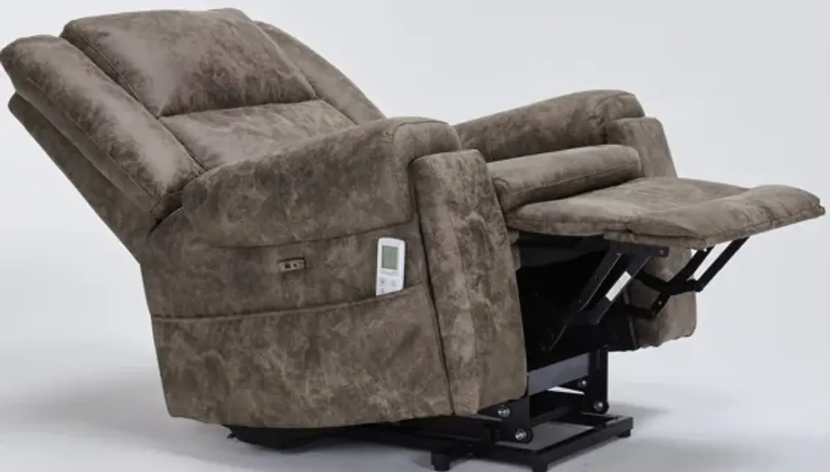 Elden Power Lift Heated Massage Recliner - Brown