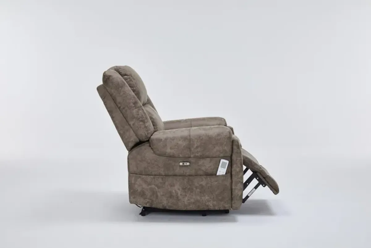 Elden Power Lift Heated Massage Recliner - Brown