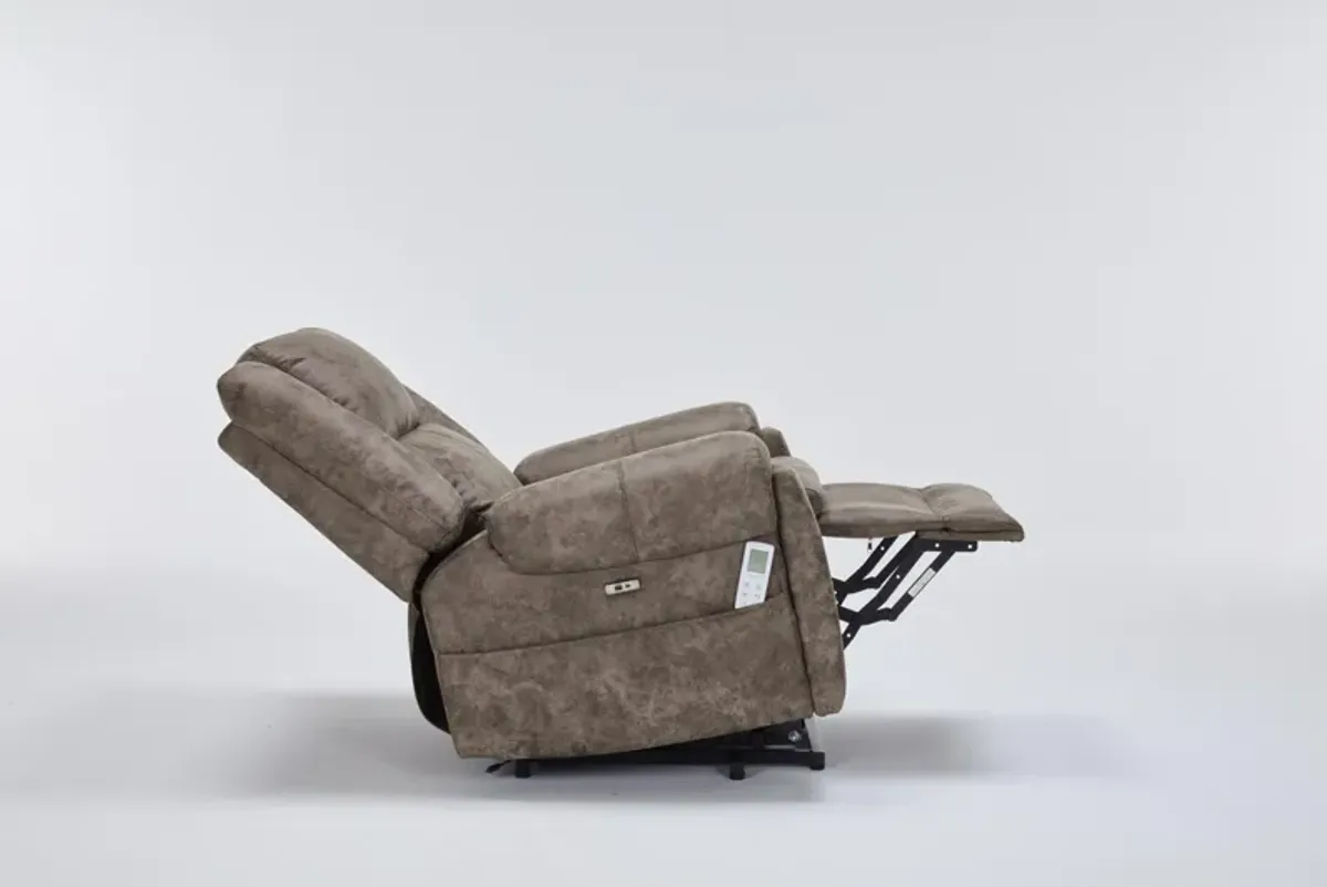 Elden Power Lift Heated Massage Recliner - Brown