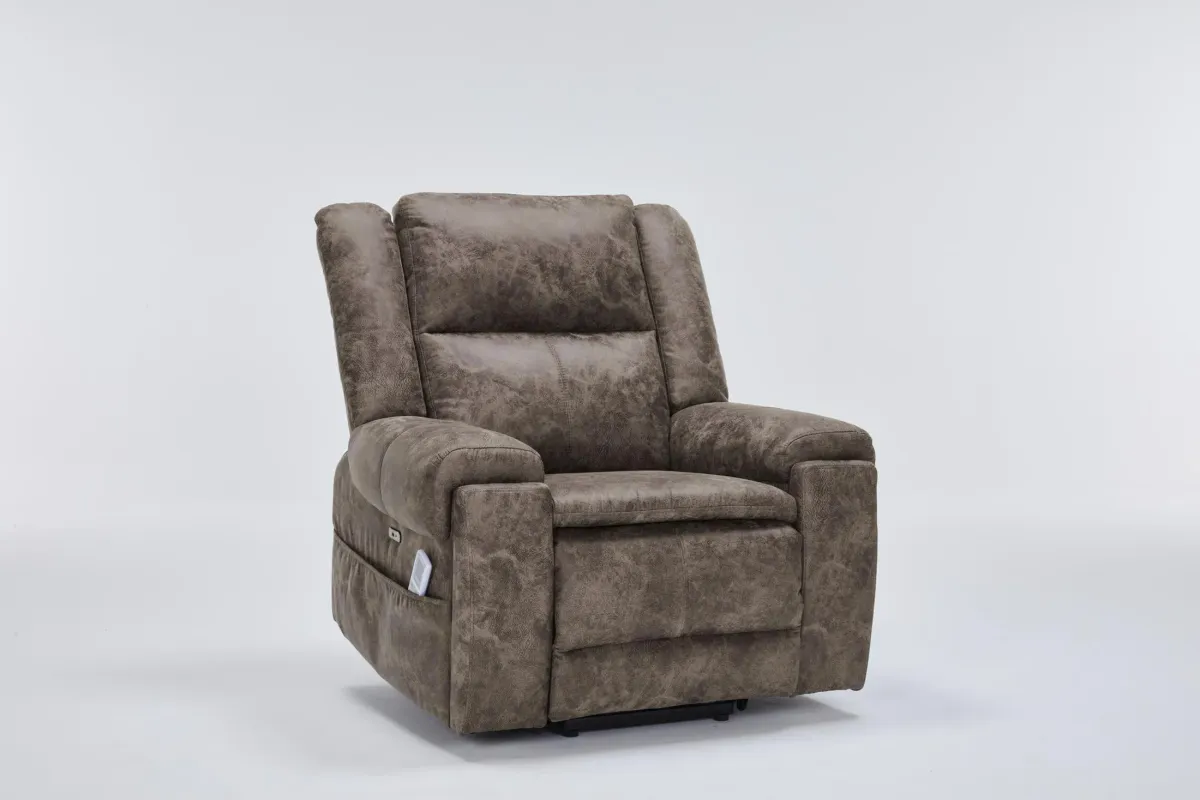 Elden Power Lift Heated Massage Recliner - Brown