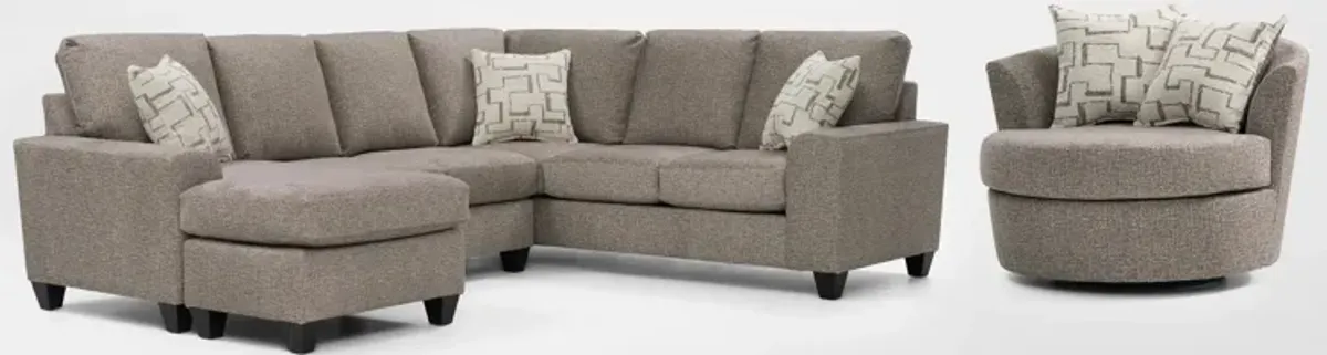 Canyon 2-Piece Sectional and Swivel Chair Set - Taupe