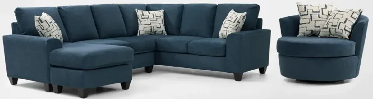 Canyon 2-Piece Sectional and Swivel Chair Set - Navy