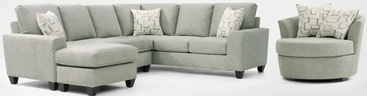 Canyon 2-Piece Sectional and Swivel Chair Set - Seafoam