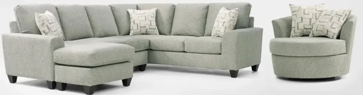 Canyon 2-Piece Sectional and Swivel Chair Set - Seafoam