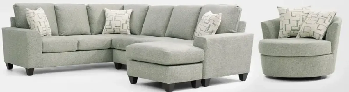Canyon 2-Piece Sectional and Swivel Chair Set - Seafoam