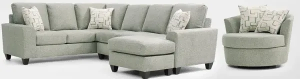 Canyon 2-Piece Sectional and Swivel Chair Set - Seafoam