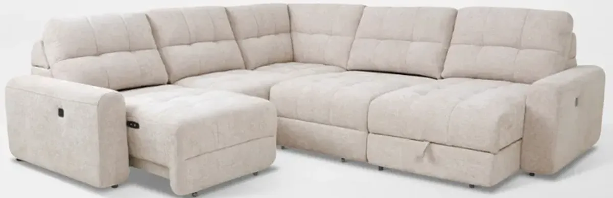 Grayson 5-Piece Power Extendable Sectional with Chaise - Stone