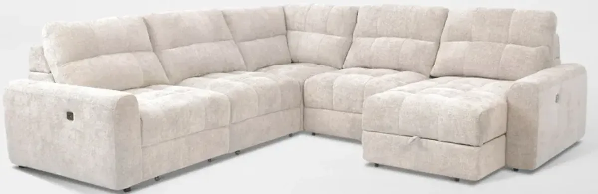 Grayson 5-Piece Power Extendable Sectional with Chaise - Stone
