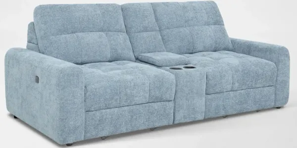 Grayson 3-Piece Power Extendable Sofa with Console - Sky