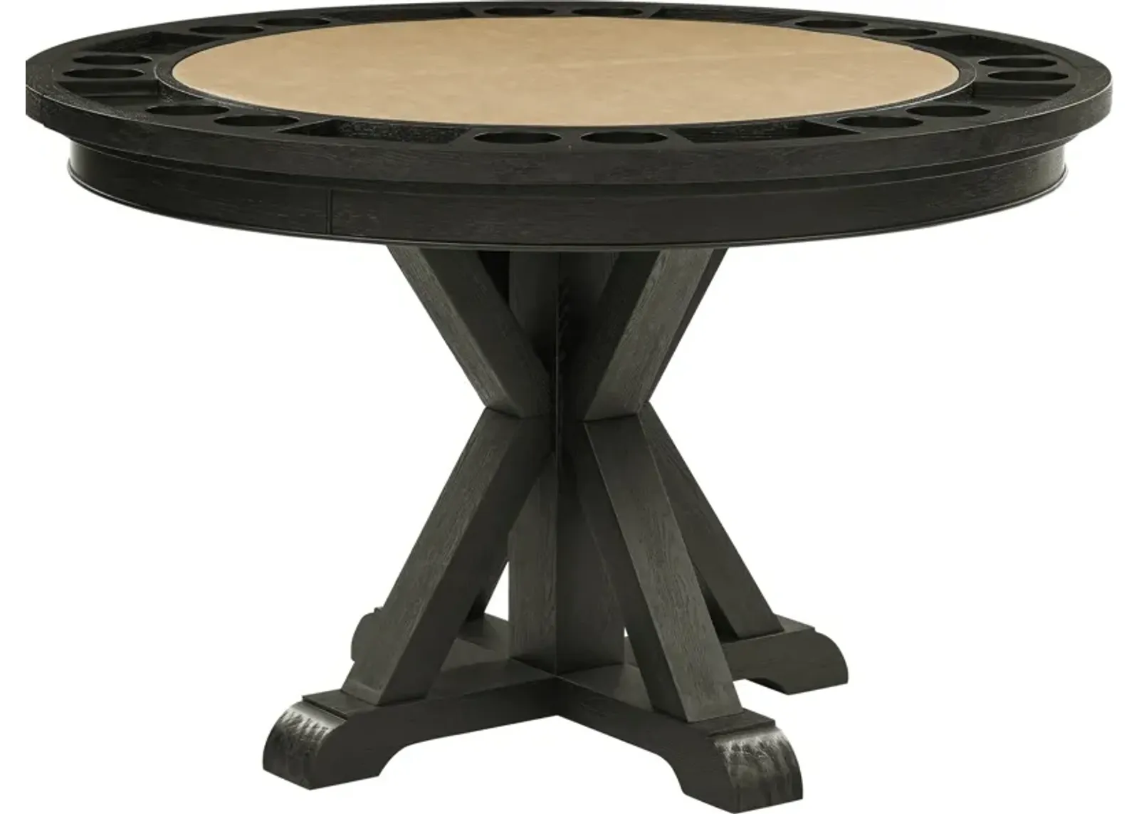 Barrett Round Dining Table with Removable Game Top - Black