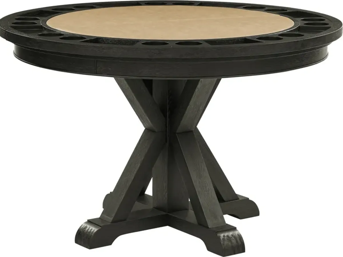 Barrett Round Dining Table with Removable Game Top - Black