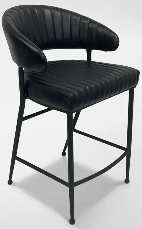 Morton Leather Counter Stool - Black