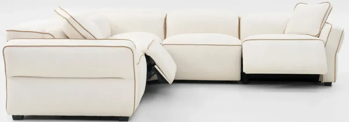 Connor Dual-Power 5-Piece Reclining Sectional - Ivory
