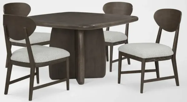Tahoe Square Dining Table with 4 Wood Back Side Chairs - Brown