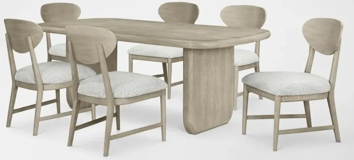 Tahoe Rectangular Dining Table with 6 Wood Back Side Chairs - Sand
