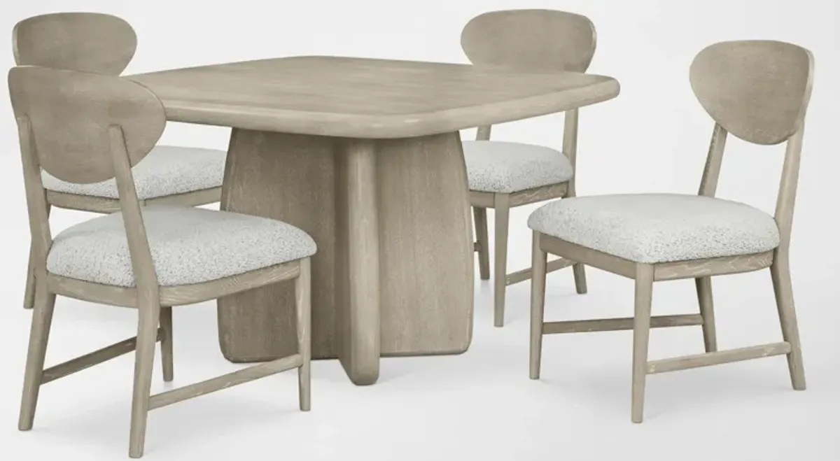 Tahoe Square Dining Table with 4 Wood Back Side Chairs - Sand