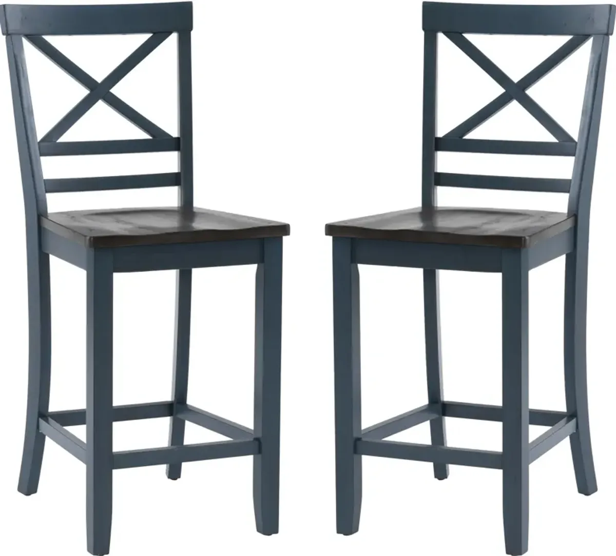 Aliza Wood Counter Stool Blue Set Of 2