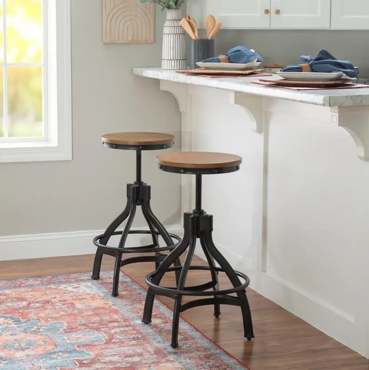 Aliza Adjustable Barstool - Brown