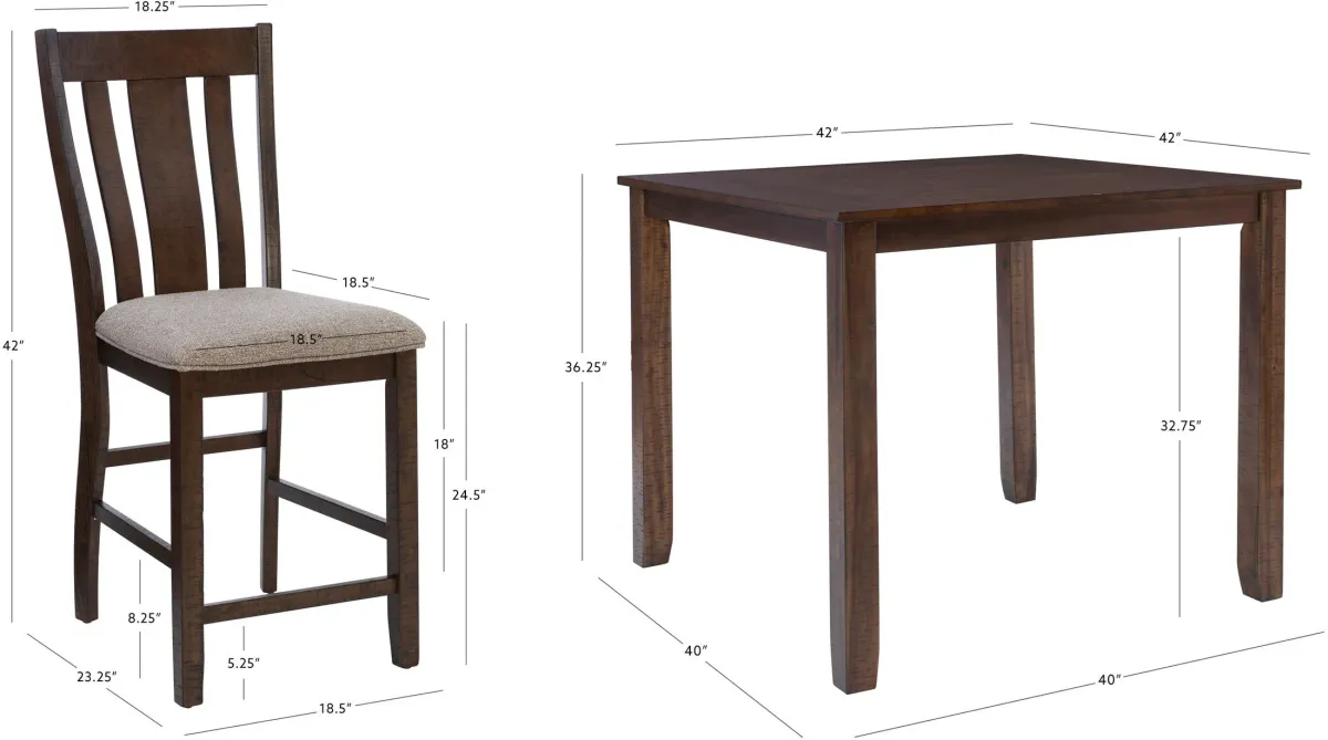 Lawson Counter-Height Dining Table and 4 Splat-Back Stools