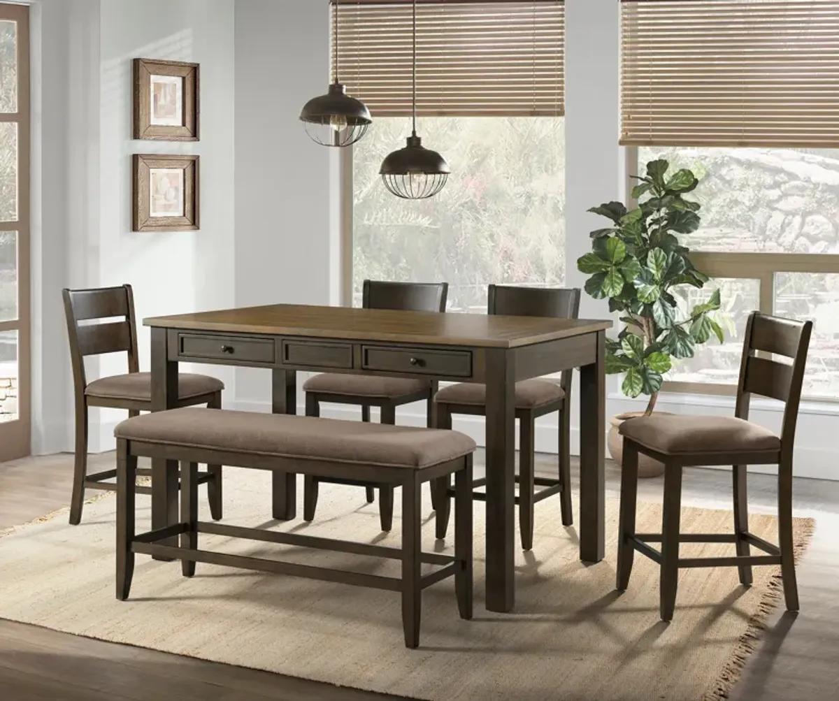Jubilee 6-Piece Counter-Height Dining Set - Brown