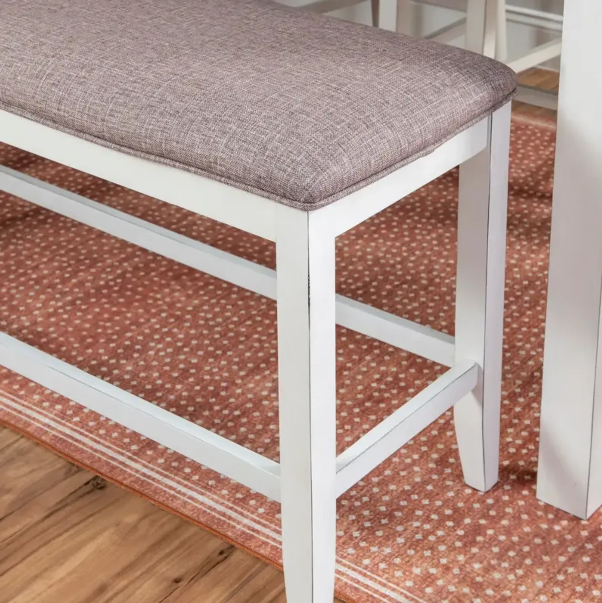 Jubilee Counter-Height Dining Table, 4 Stools and Bench - White