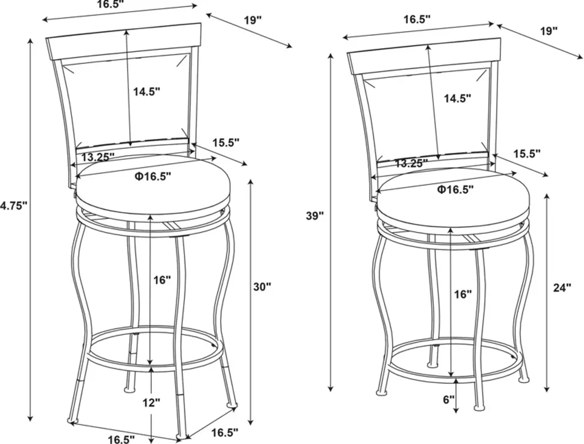 Blanson Set of 3 Adjustable Swivel Barstools