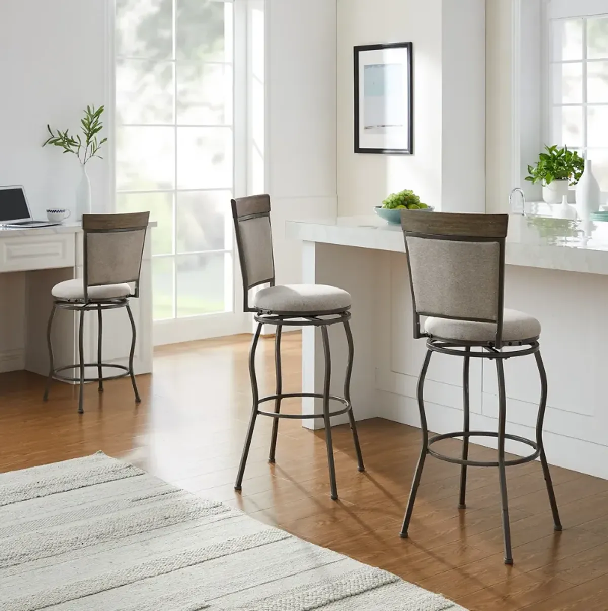 Blanson Set of 3 Adjustable Swivel Barstools