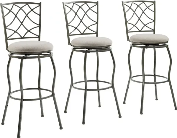 Hansel Set of 3 Adjustable Swivel Barstools