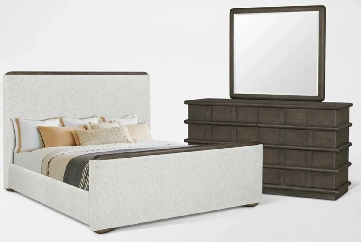 Tahoe 5-Piece King Bedroom Set with Dresser and Mirror - Brown