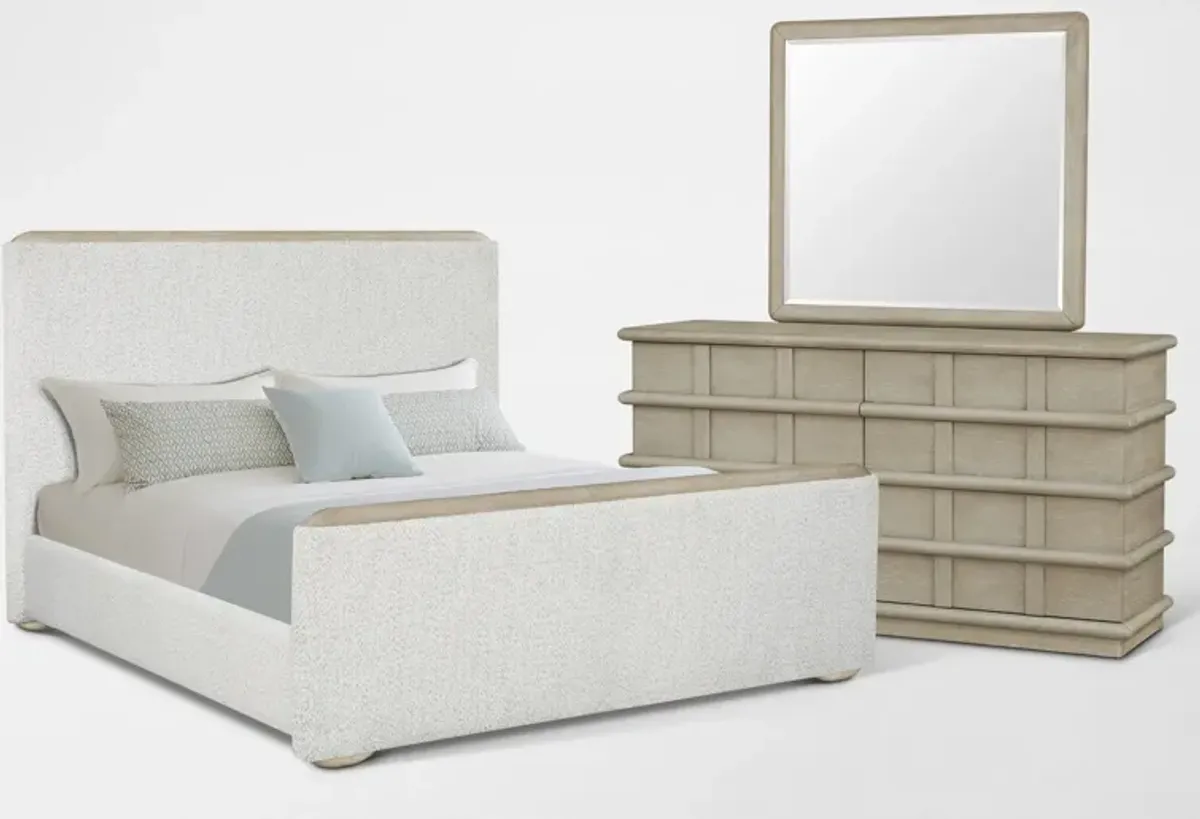Tahoe 5-Piece King Bedroom Set with Dresser and Mirror - Sand