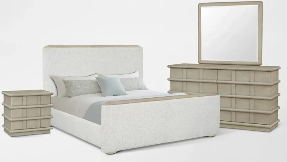 Tahoe 6-Piece King Bedroom Set with Dresser, Mirror and Nightstand - Sand