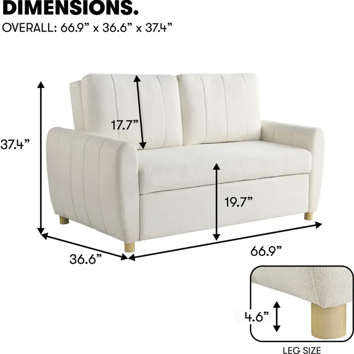 Serta Linwood Convertible Loveseat - White