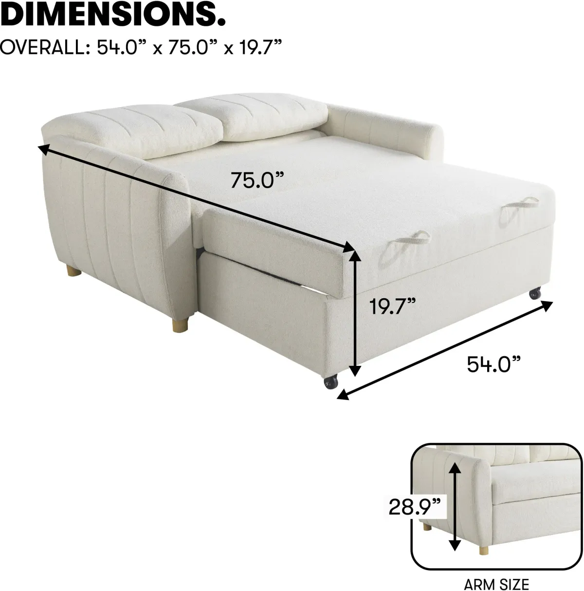 Serta Linwood Convertible Loveseat - White