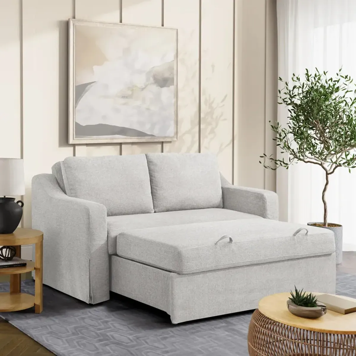 Serta Diana Convertible Loveseat - Linen