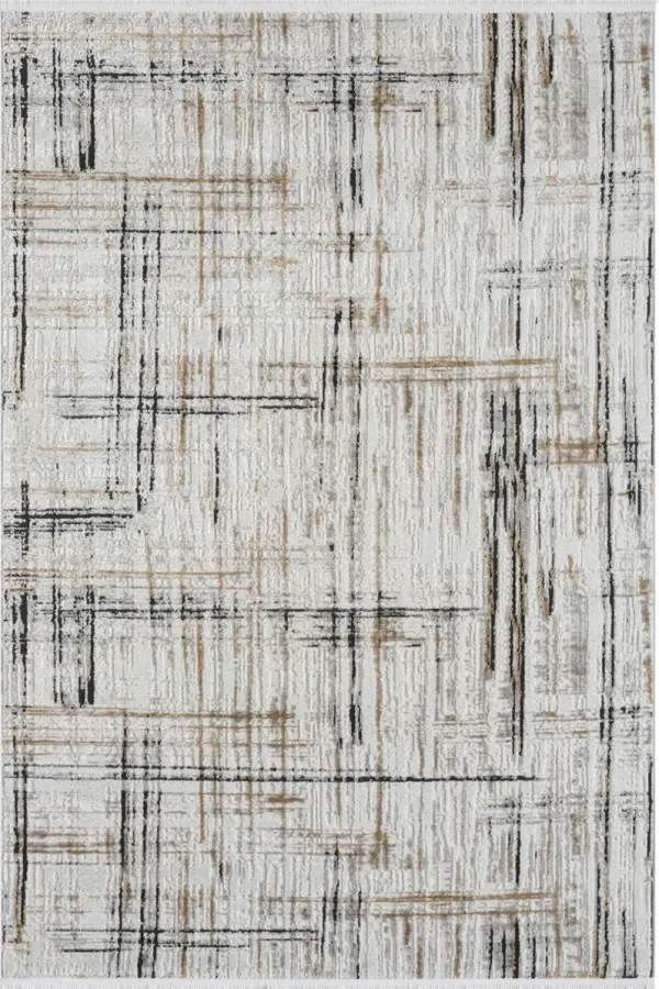 Grier 5' x 8' Area Rug - White, Black, Brown and Gray