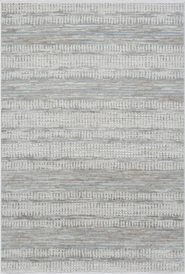 Leka 5' x 8' Area Rug - White, Gray, Blue and Tan
