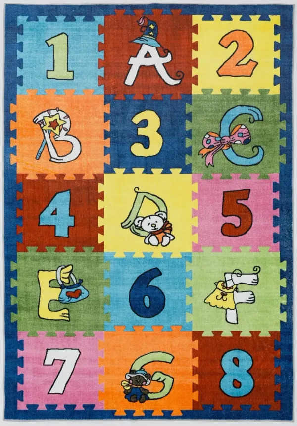 Numbers and Letters 3' x 5' Area Rug - Multicolor