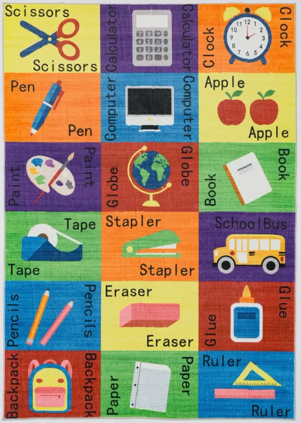 School 3' x 5' Area Rug - Multicolor