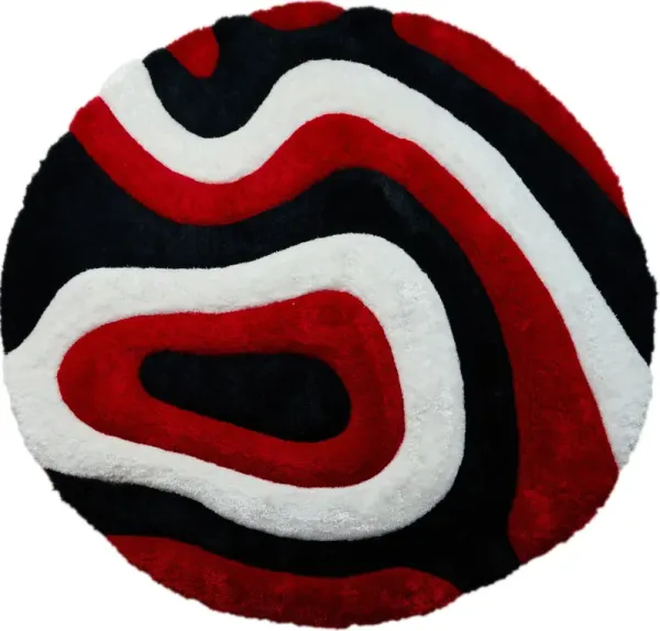 Bayou 7' Round Area Rug - Red/Black/White