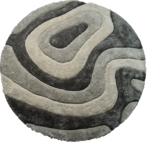Bayou 7' Round Area Rug - Light Gray/Dark Gray/Beige