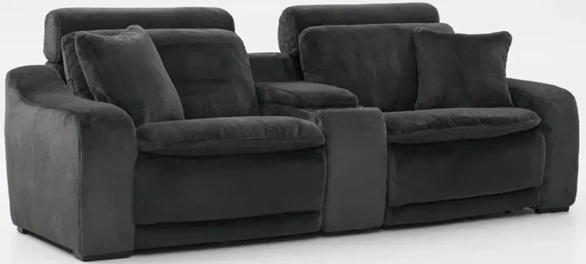 Luca Dual-Power Reclining Loveseat with Console - Midnight