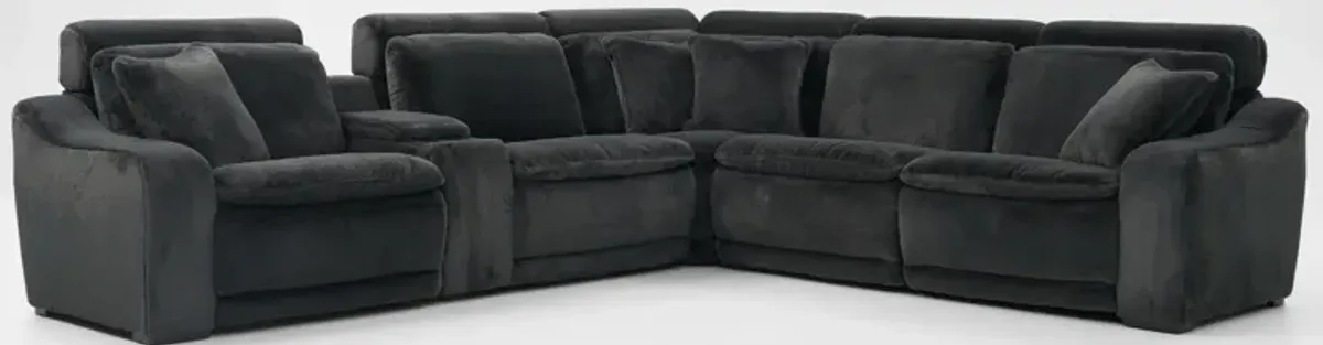 Luca Dual-Power 6-Piece Reclining Sectional with Console - Midnight