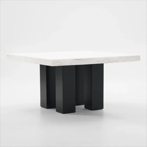 Artemis Marble Dining Table - White Marble/Black
