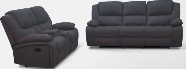 Nelson Manual Reclining Sofa and Loveseat - Granite