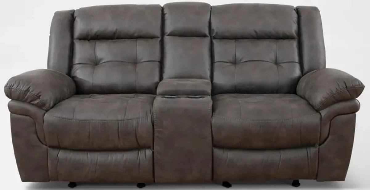 Parker Manual Reclining Loveseat with USB Charging - Gray