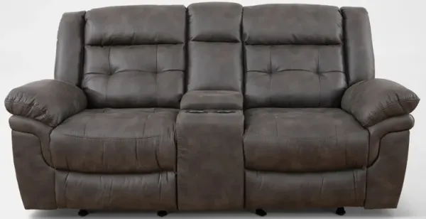 Parker Manual Reclining Loveseat with USB Charging - Gray