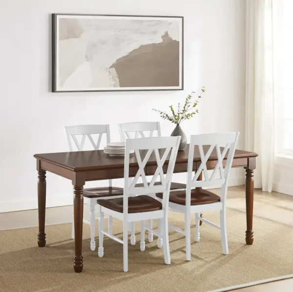 Gracie Dining Table and 4 Chairs - Brown/White